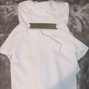 A white and gold dress.